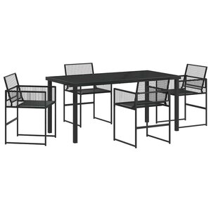 vidaXL Ensemble de salle à manger pour jardin 5 Pièces Noir Poly rotin