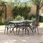 vidaXL Ensemble de salle à manger pour jardin 7 Pièces Noir Aluminium