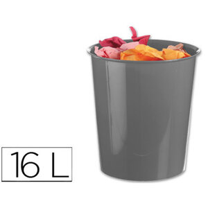 Corbeille à papier q-connect plastique résistant 16l 310x290mm coloris gris opaque