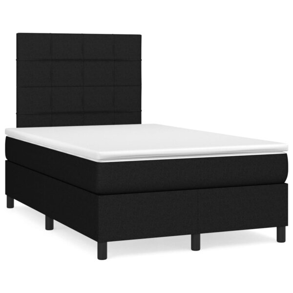 vidaXL Sommier à lattes de lit avec matelas Noir 120x200 cm Tissu