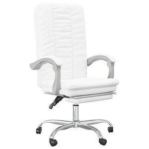 Chaise fauteuil siège pivotante de inclinable de bureau informatique étude similicuir blanc 02_0024229