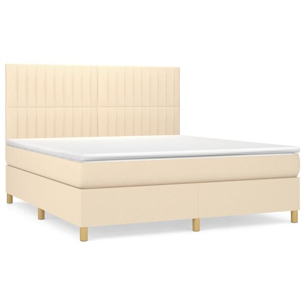 vidaXL Sommier à lattes de lit avec matelas Crème 180x200 cm Tissu