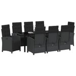 vidaXL Ensemble de salle à manger pour jardin 9 Pièces Noir polyrotin