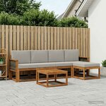 vidaXL Ensemble de canapés d'extérieur 6 Pièces Naturel et gris clair