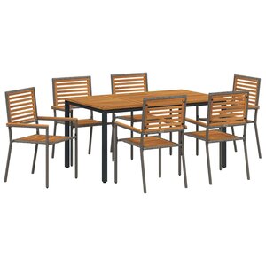 vidaXL Ensemble de salle à manger pour jardin 7 Pièces Gris et naturel