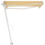 vidaXL Auvent manuel rétractable sur pied 350x250 cm Jaune/blanc