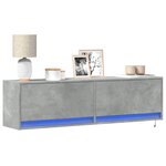 vidaXL Meuble TV mural avec lumières LED gris béton 140x31x38 cm