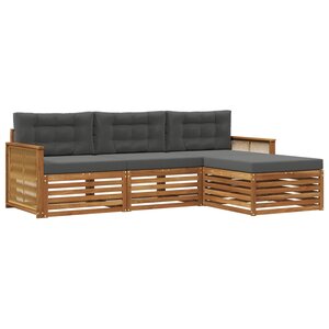 vidaXL Ensemble de canapés d'extérieur 4 pc Naturel et Anthracite