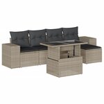 vidaXL Salon de jardin 6 Pièces avec coussins gris clair résine tressée