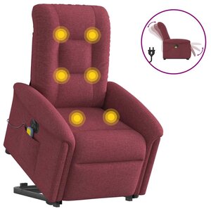 vidaXL Fauteuil inclinable de massage électrique Rouge bordeaux Tissu