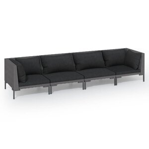 Salon de jardin meuble d'extérieur ensemble de mobilier 4 pièces avec coussins résine tressée gris foncé 02_0016185