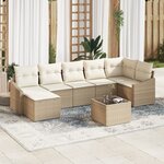 vidaXL Ensemble de salle à manger de jardin de 8 pièces avec coussins en rotin synthétique marron