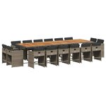 vidaXL Ensemble à manger de jardin 17 Pièces et coussins résine tressée