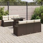 vidaXL Ensemble de canapé de jardin 7 Pièces Marron Poly rotin