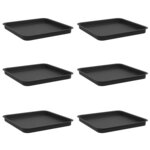 vidaXL Plateau carré à fleurs 6 Pièces Noir 36 x 36 x 2.5 cm Plastique