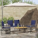 vidaXL Ensemble de meubles d'extérieur 9 Pièces Gris et bleu marine