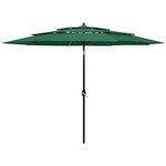 vidaXL Parasol de jardin à 3 niveaux avec mât en aluminium vert 3 m