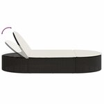 vidaXL Chaise longue double avec coussins noir résine tressée
