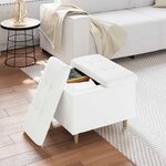 vidaXL Pouf de rangement Blanc 60 x 60 x 45 cm Simili cuir