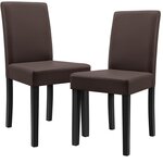 Lot de 2 chaises de salle à manger rembourrées pieds en bois massif housse en synthétique 90 cm marron et noir 03_0002362