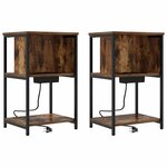 vidaXL Cabinet de chevet 2 Pièces Chêne fumé 38 x 31 x 61 cm