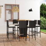vidaXL Ensemble de bar de jardin 9 Pièces et coussins Résine tressée Noir