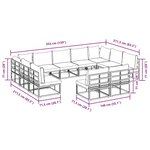 vidaXL Ensemble de canapé de jardin avec coussin 11 Pièces Noir Aluminium
