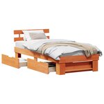 vidaXL Cadre de lit avec tête de lit Brun cire 75 x 190 cm Pin massif