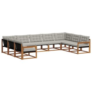 vidaXL Ensemble de canapés d'extérieur 9 pc Gris Naturel et Clair