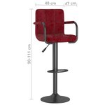 vidaXL Tabourets de bar lot de 2 rouge bordeaux velours