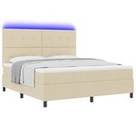 vidaXL Lit à ressorts avec matelas avec LED Crème 180 x 200 cm tissu