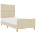 vidaXL Cadre de lit avec tête de lit Crème 90 x 200 cm tissu