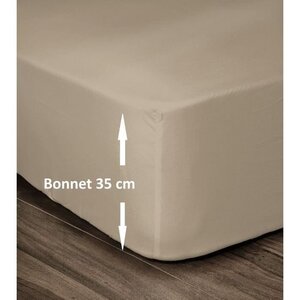 Drap Housse 100  Coton 140 x 190 cm - Bonnet 35 cm - Beige