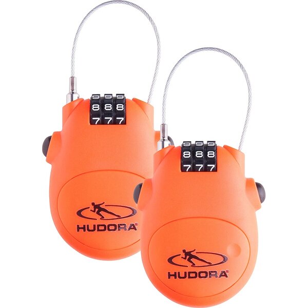 Hudora 14492-2 - Cadenas à câble et combinaison numérique - Set de deux