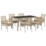 vidaXL Ensemble de salle à manger pour jardin 7 Pièces Beige polyrotin
