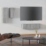 vidaXL Ensemble de meubles TV 4 Pièces Sonoma gris Bois d'ingénierie