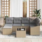 vidaXL Ensemble de canapé de jardin 7 Pièces Beige Poly rotin