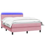 vidaXL Sommier à lattes de lit avec matelas et LED rose 160x210 cm velours