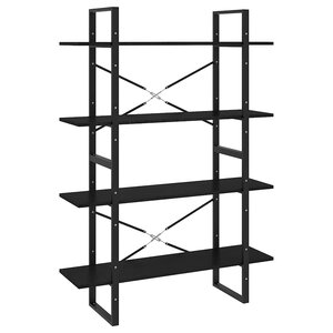 vidaXL Bibliothèque à 4 niveaux Noir 100x30x140 cm Bois de pin massif