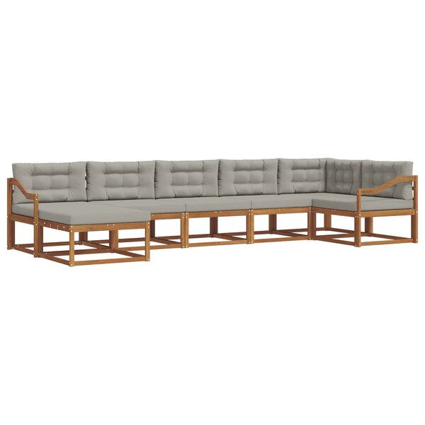 vidaXL Ensemble de canapés d'extérieur 7 pc Gris Naturel et Clair