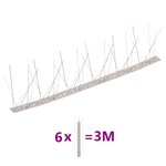 vidaXL Ensemble de 6 pointes à 5 rangées contre oiseaux Inox 3 m
