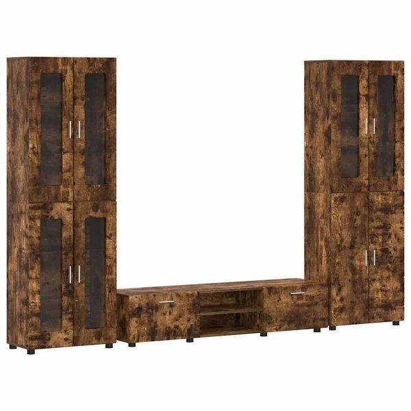 vidaXL Ensemble meuble TV FLORIN Chêne fumé Bois d'ingénierie