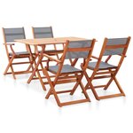 vidaXL Ensemble à manger d'extérieur 5Pièces Gris Bois eucalyptus solide