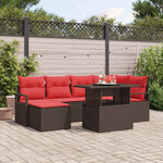 vidaXL Ensemble de canapé de jardin 7 Pièces Marron et rouge Poly rotin