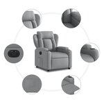 vidaXL Fauteuil inclinable électrique Gris clair Tissu