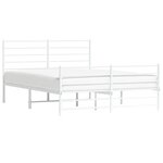 vidaXL Cadre de lit métal avec tête de lit/pied de lit blanc 120x190cm