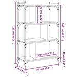 vidaXL Bibliothèque à 4 niveaux sonoma gris 76x32x123 cm