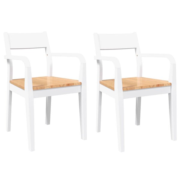 vidaXL Chaises à manger 2 Pièces blanc bois massif caoutchouc