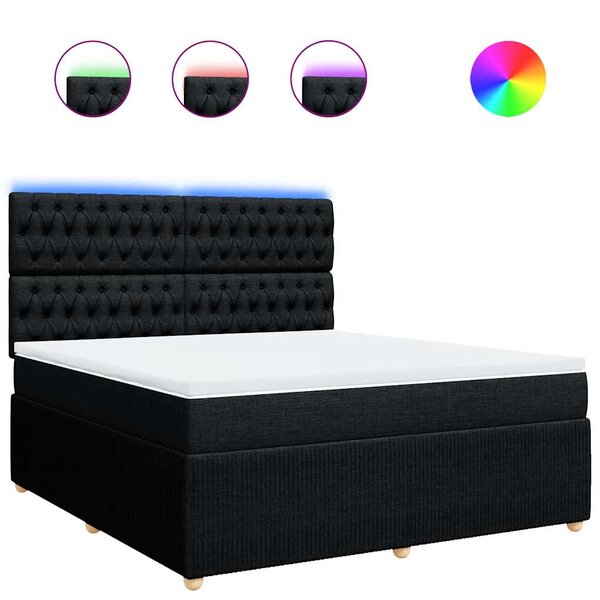 vidaXL Sommier à lattes de lit avec matelas Noir 180x200 cm Tissu