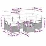 Ensemble de canapés de jardin à 7 pièces avec coussins en poly rotin noir vidaXL